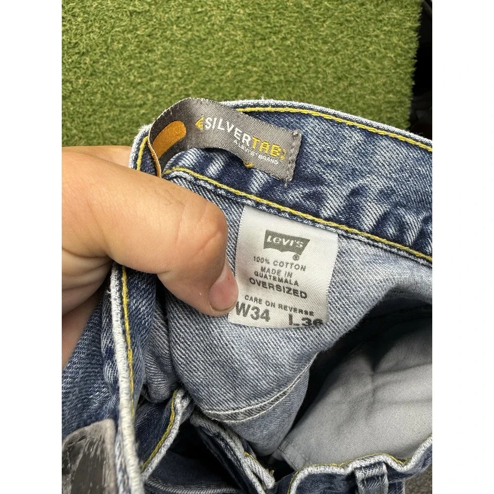 Vintage Levis SilverTab Jeans Mens 34x33 Oversized Fit Light Wash Baggy y2k
